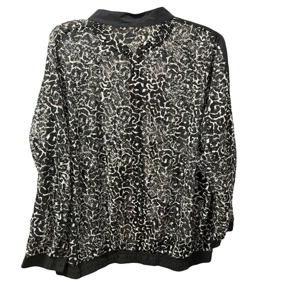 Avenue Black & White Leopard Print Zip-Up Bomber Jacket Size 22/24 Sheer Jacket - Picture 11 of 12